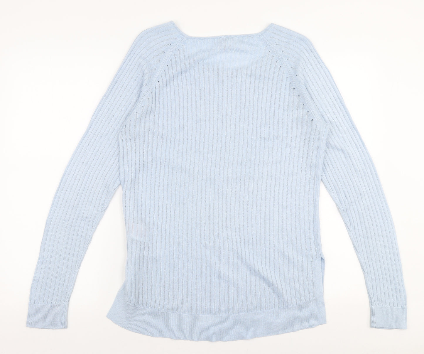 Only Womens Blue Square Neck  Acrylic Pullover Jumper Size L