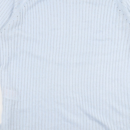Only Womens Blue Square Neck  Acrylic Pullover Jumper Size L