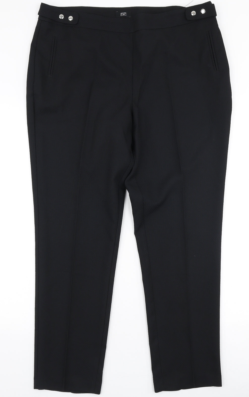 F&F Womens Black  Polyester Trousers  Size 16 L28 in Regular Zip