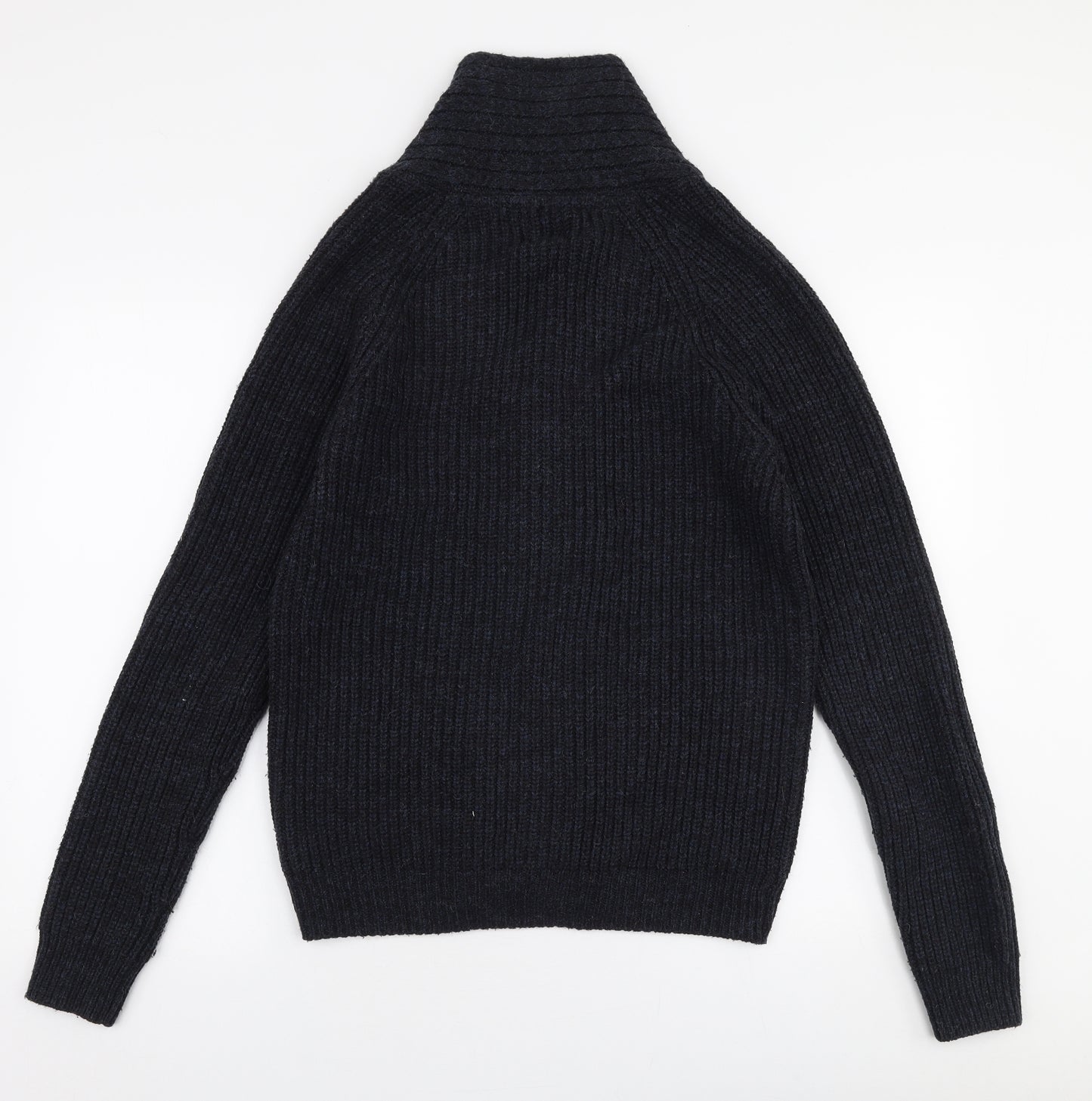 Burton Mens Blue Collared  Acrylic Cardigan Jumper Size M