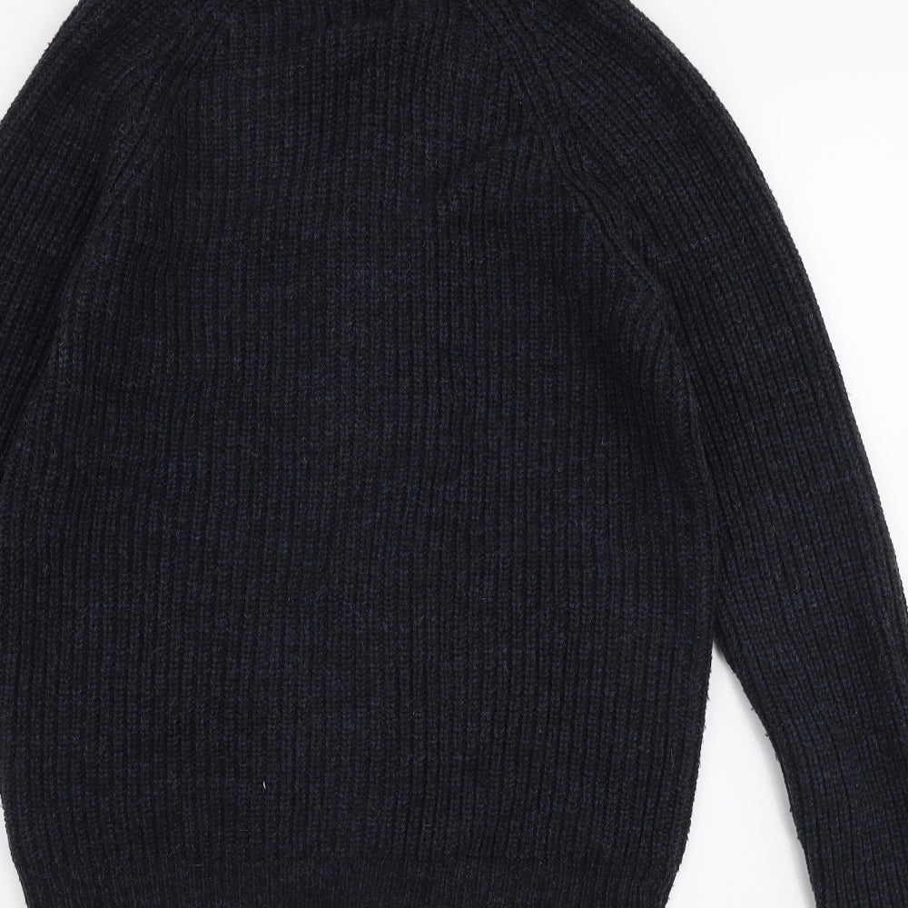 Burton Mens Blue Collared  Acrylic Cardigan Jumper Size M