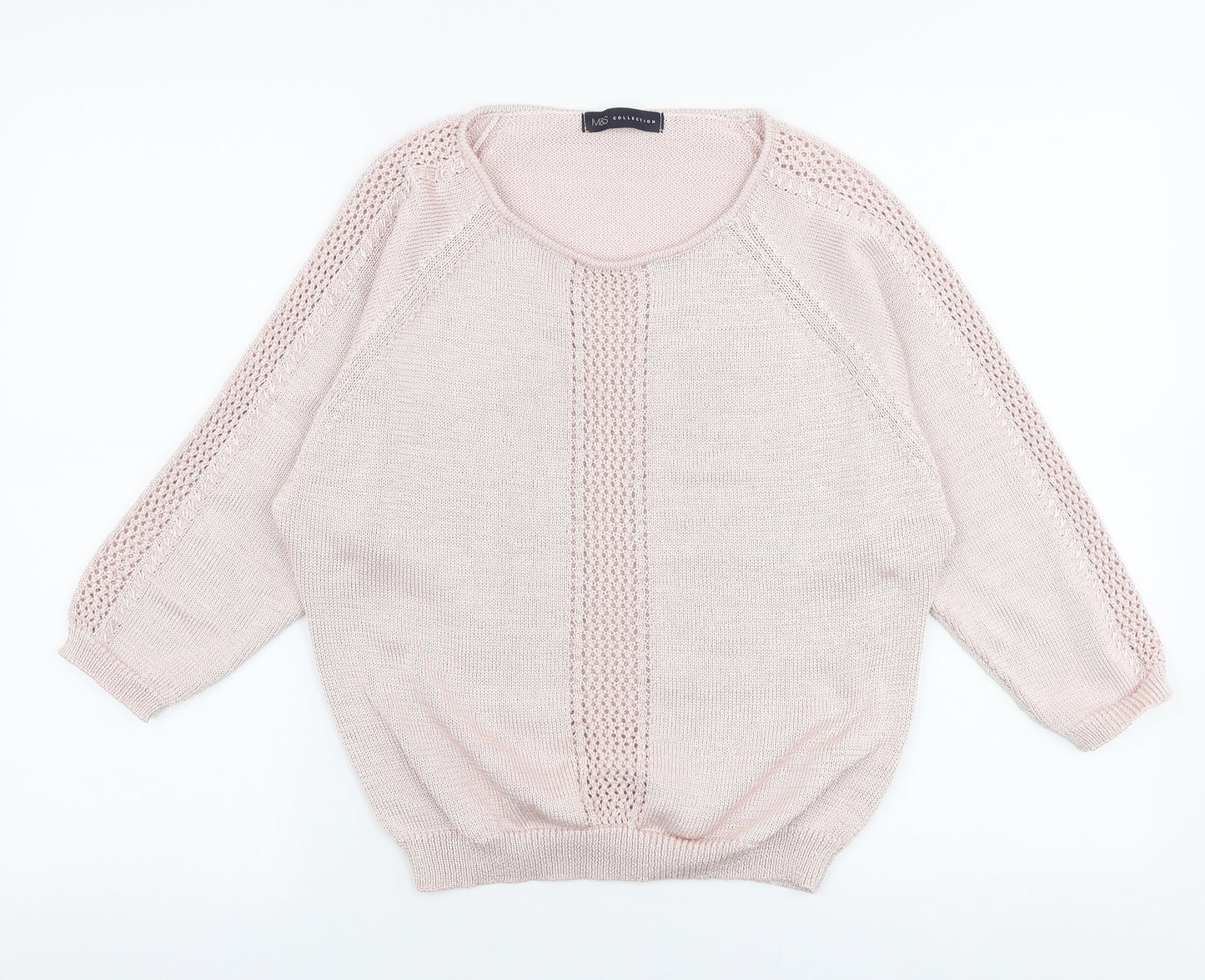 Marks and Spencer Womens Pink Round Neck  Polyester Pullover Jumper Size 10