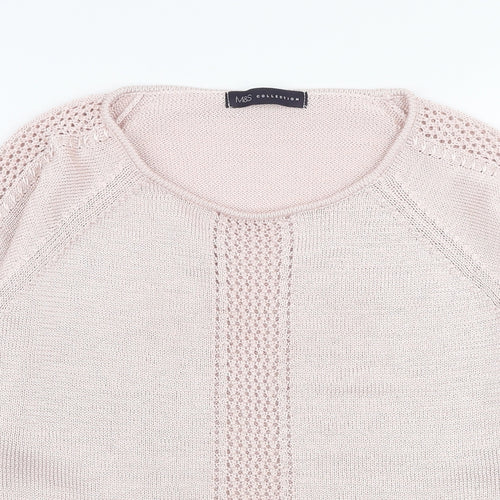 Marks and Spencer Womens Pink Round Neck  Polyester Pullover Jumper Size 10