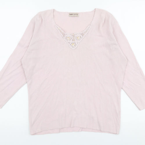Bonmarche Womens Pink V-Neck  Polyester Pullover Jumper Size S