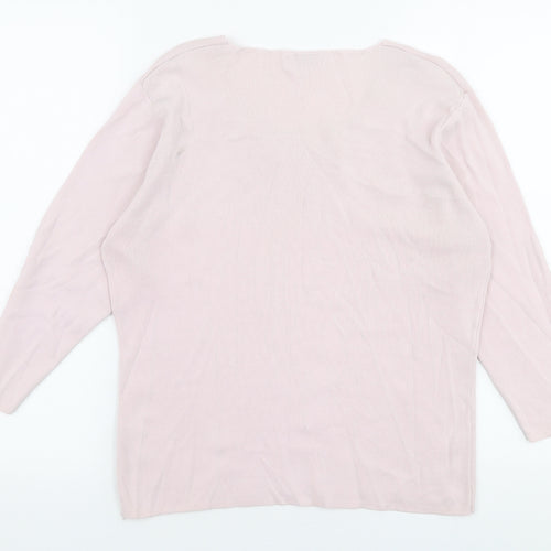 Bonmarche Womens Pink V-Neck  Polyester Pullover Jumper Size S