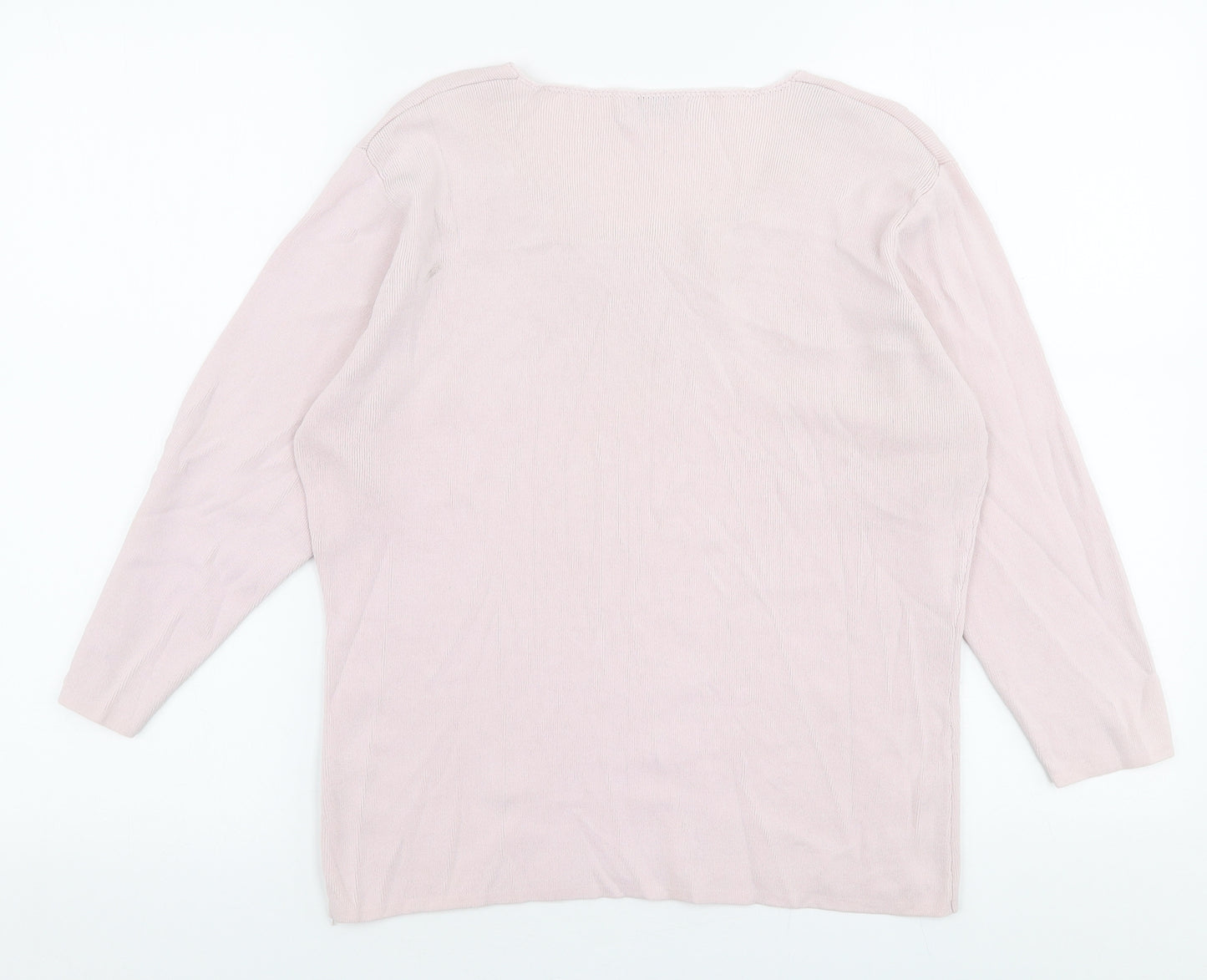 Bonmarche Womens Pink V-Neck  Polyester Pullover Jumper Size S