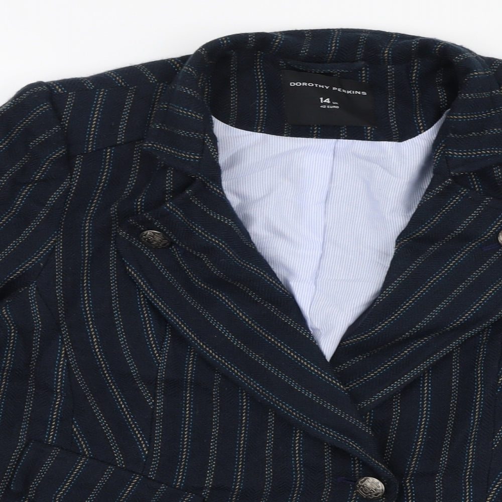 Dorothy Perkins Womens Blue Striped  Jacket Blazer Size 14  Button