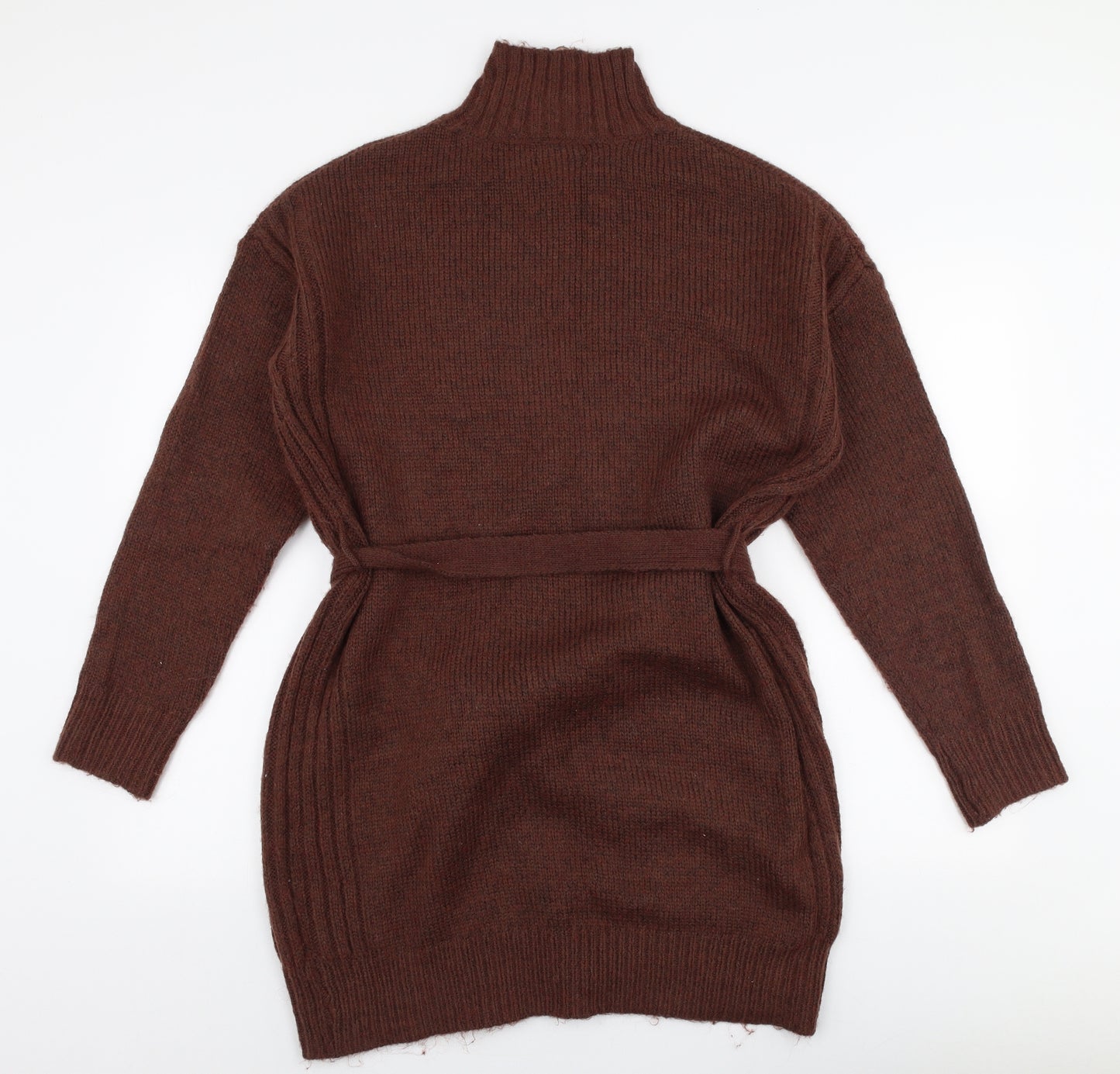 Primark Womens Brown  Polyester Jumper Dress  Size XS  High Neck Pullover