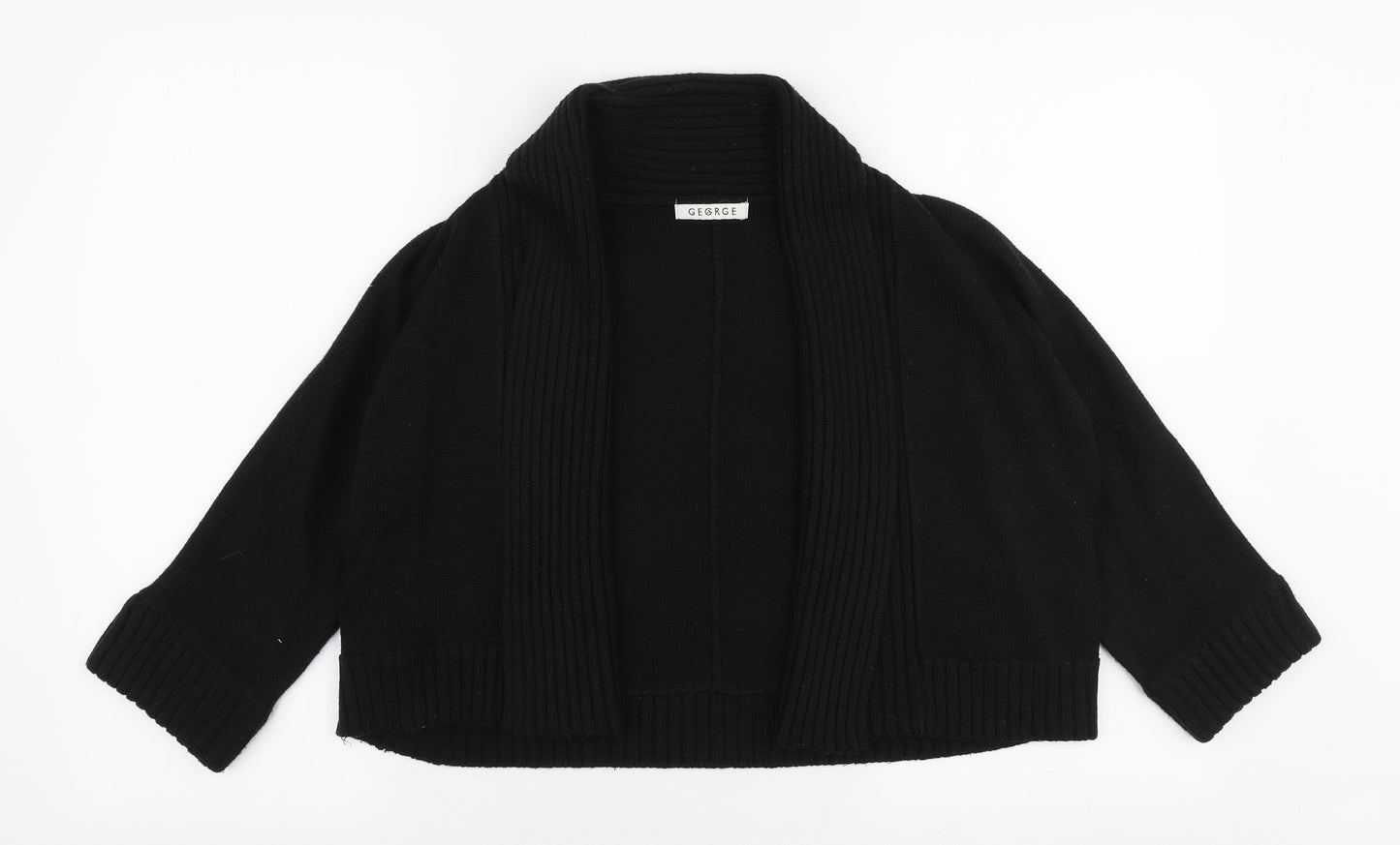 George Womens Black Collared  Acrylic Cardigan Jumper Size 14