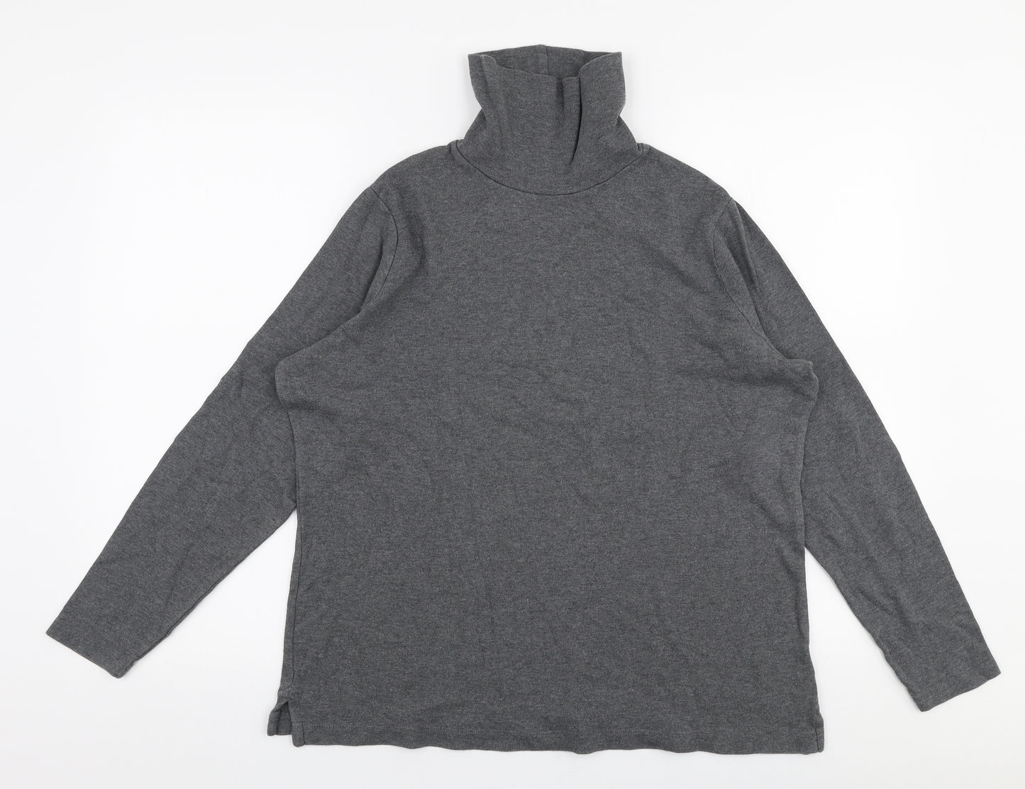 Land's End Womens Grey  Polyester Jersey T-Shirt Size L High Neck