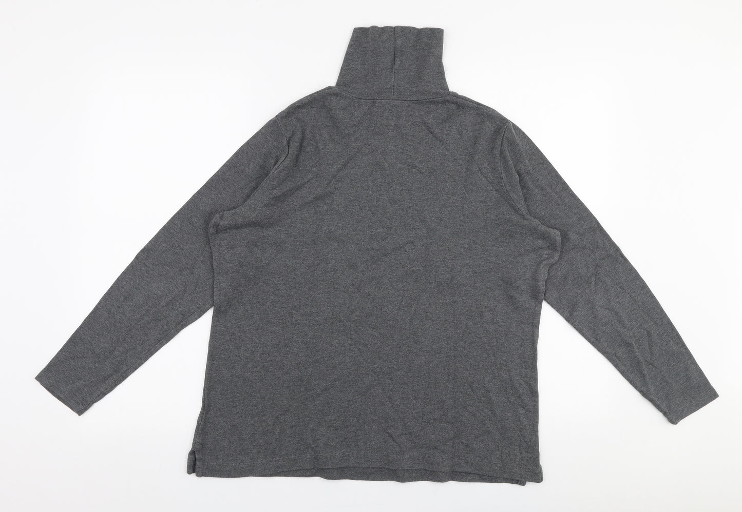 Land's End Womens Grey  Polyester Jersey T-Shirt Size L High Neck