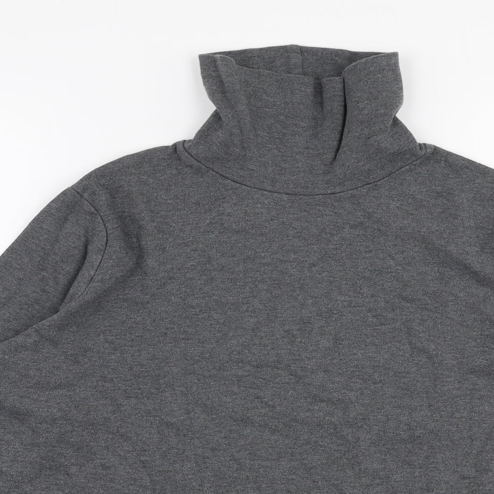 Land's End Womens Grey  Polyester Jersey T-Shirt Size L High Neck