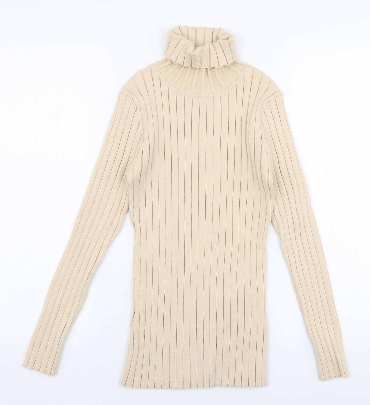 Abollria Womens Ivory Roll Neck  Polyester Pullover Jumper Size S