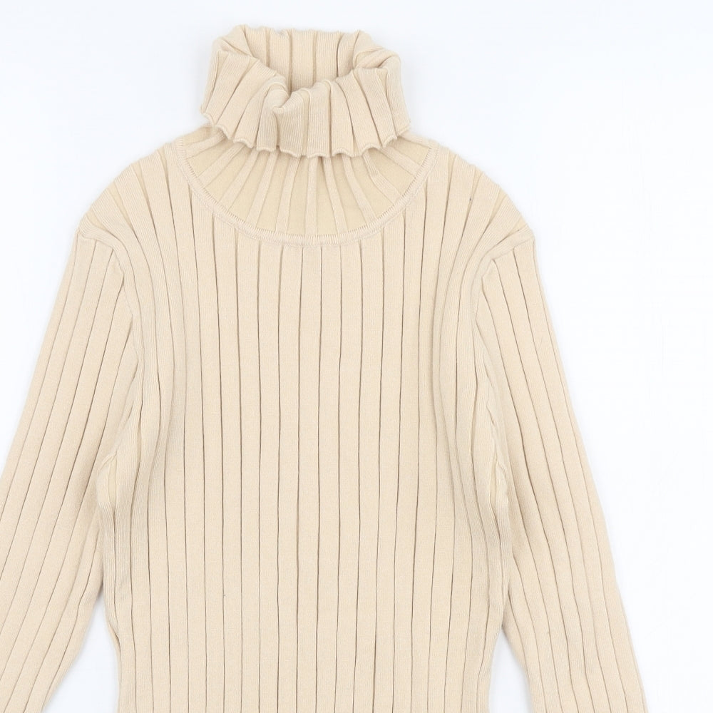 Abollria Womens Ivory Roll Neck  Polyester Pullover Jumper Size S