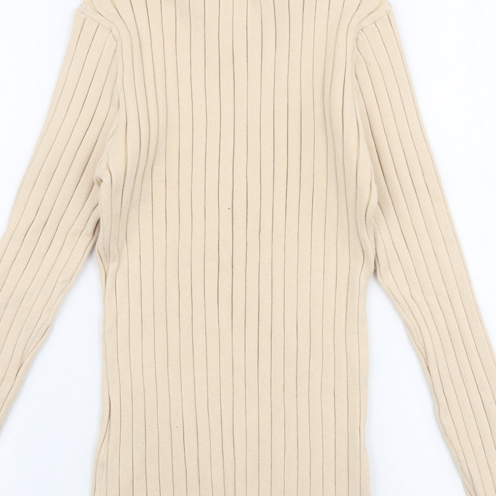 Abollria Womens Ivory Roll Neck  Polyester Pullover Jumper Size S