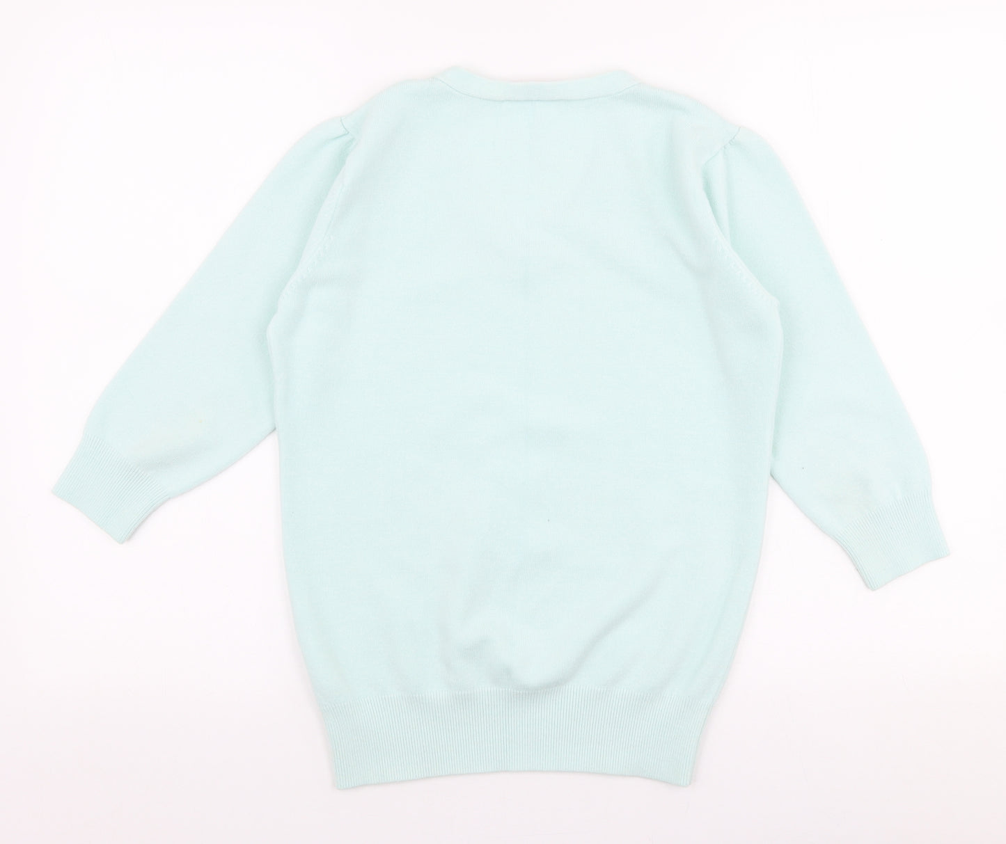 Janique Womens Blue V-Neck  Acrylic Pullover Jumper Size 16