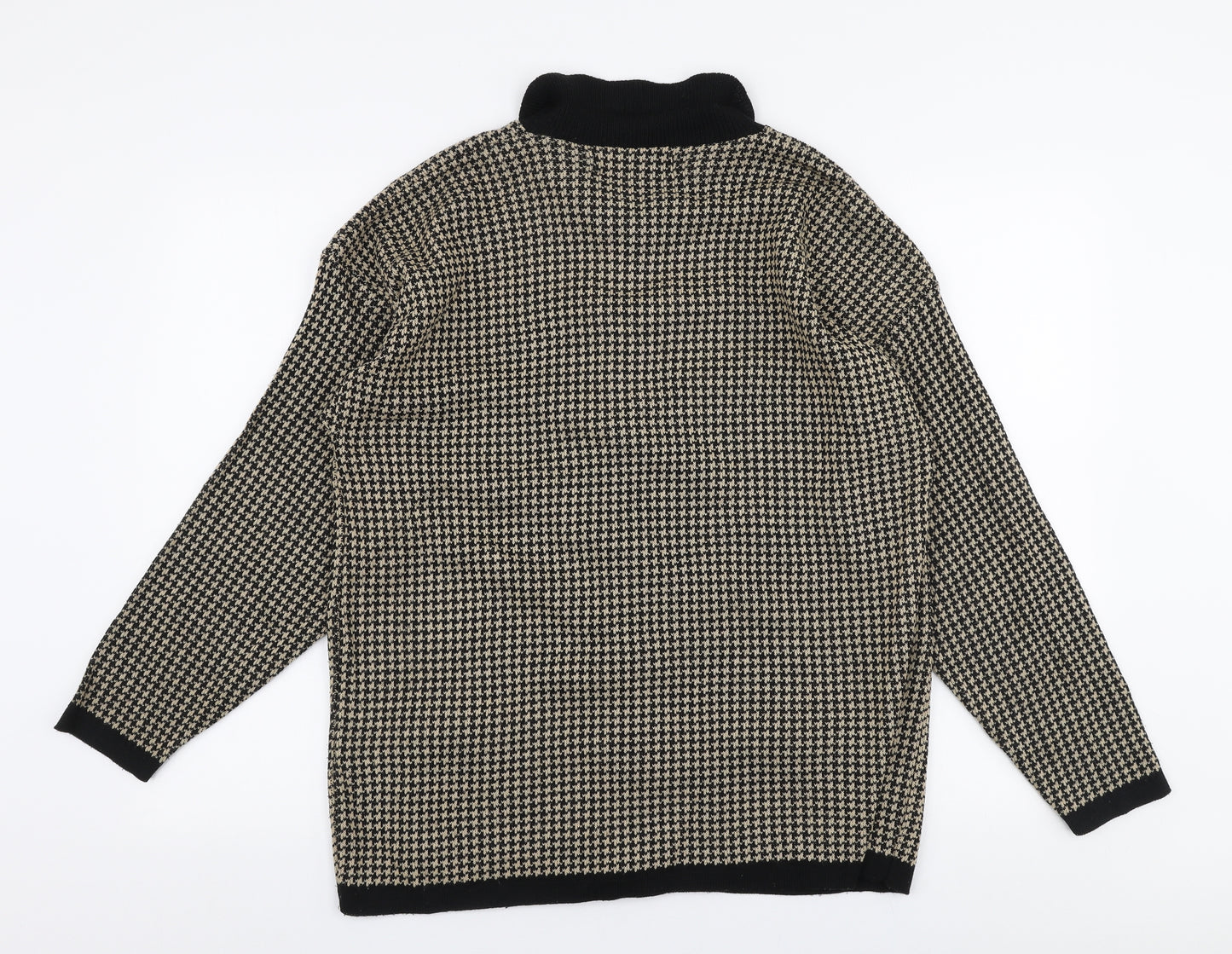 Pure & Natural Womens Brown Collared Herringbone Acrylic Cardigan Jumper Size L