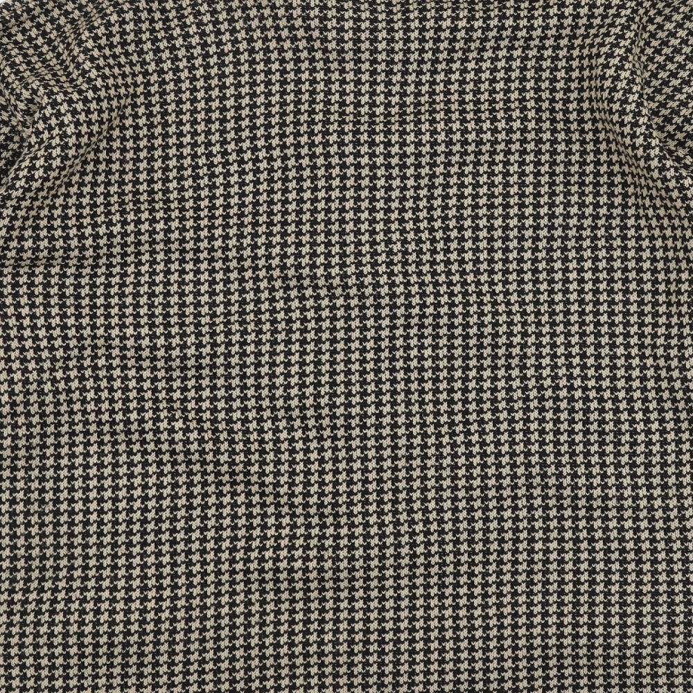 Pure & Natural Womens Brown Collared Herringbone Acrylic Cardigan Jumper Size L