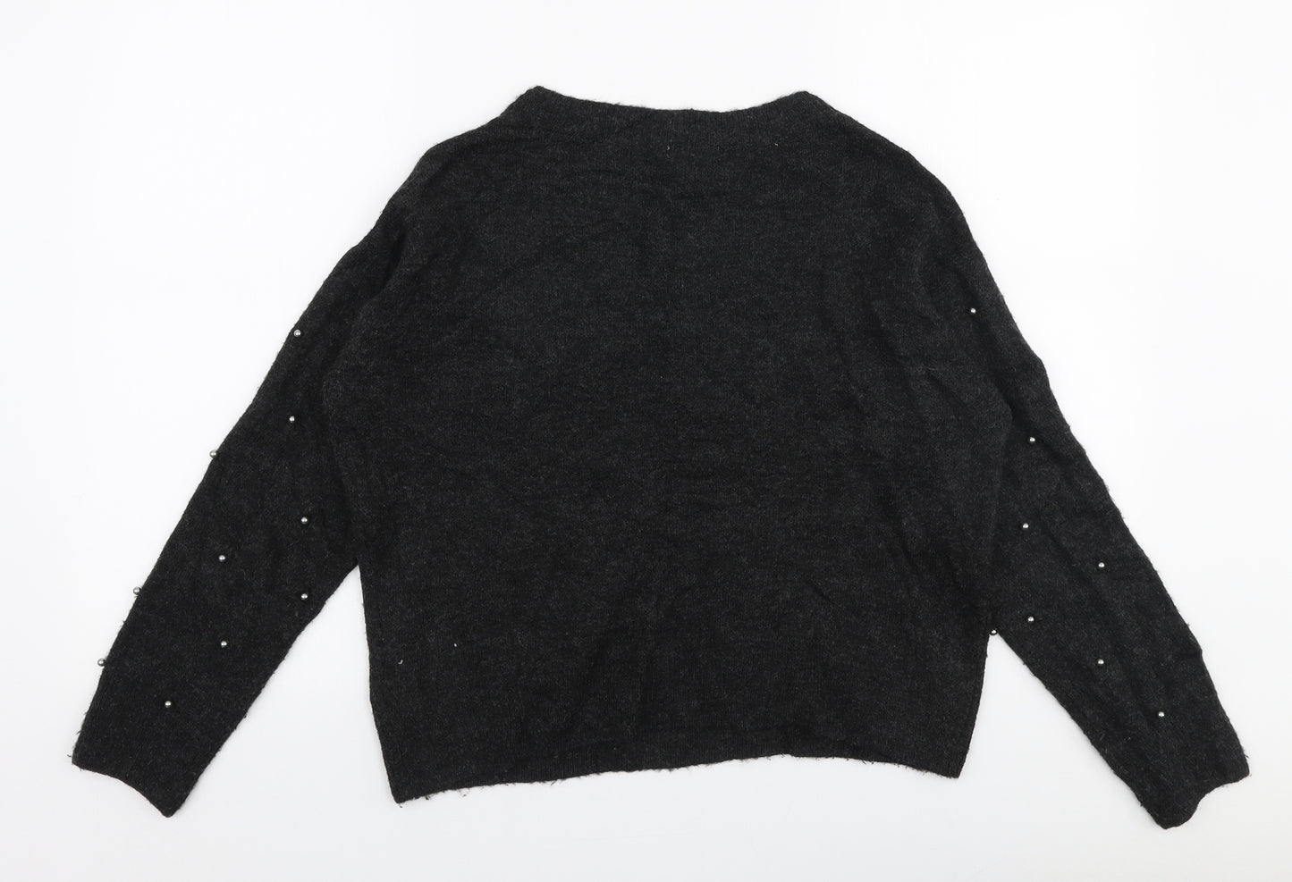 H&M Womens Grey Round Neck  Acrylic Pullover Jumper Size XS