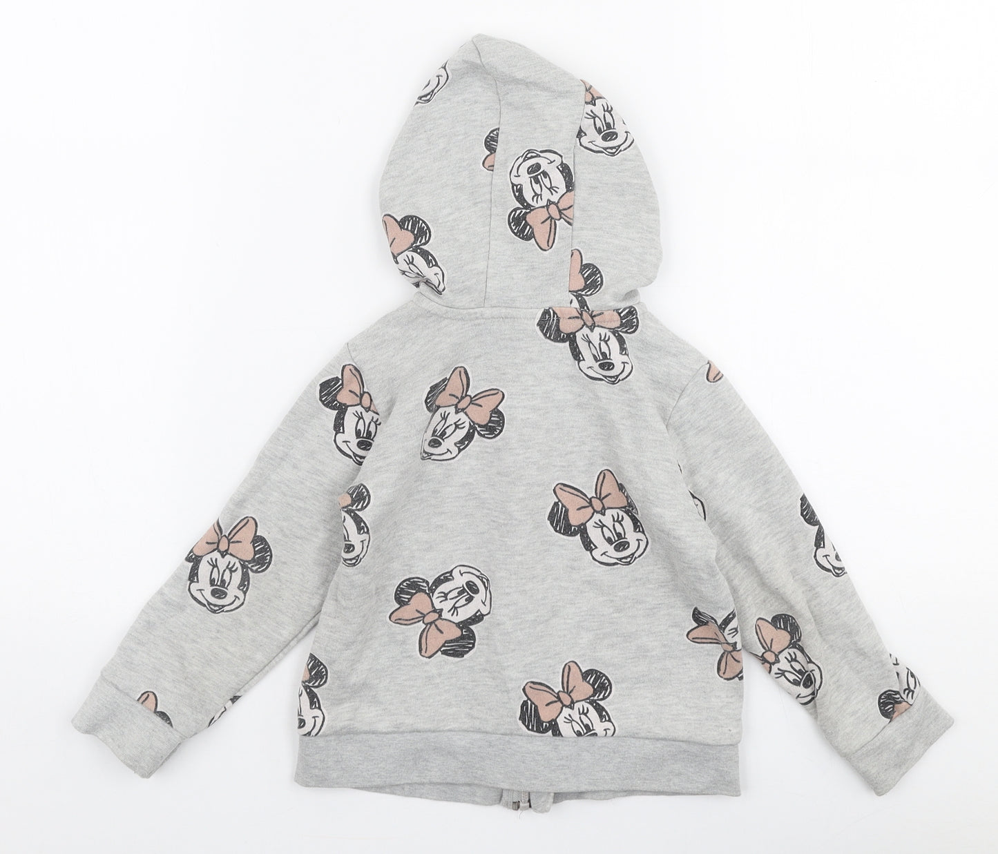 George Girls Grey  Cotton Full Zip Hoodie Size 3-4 Years  Zip - Minnie Mouse Disney