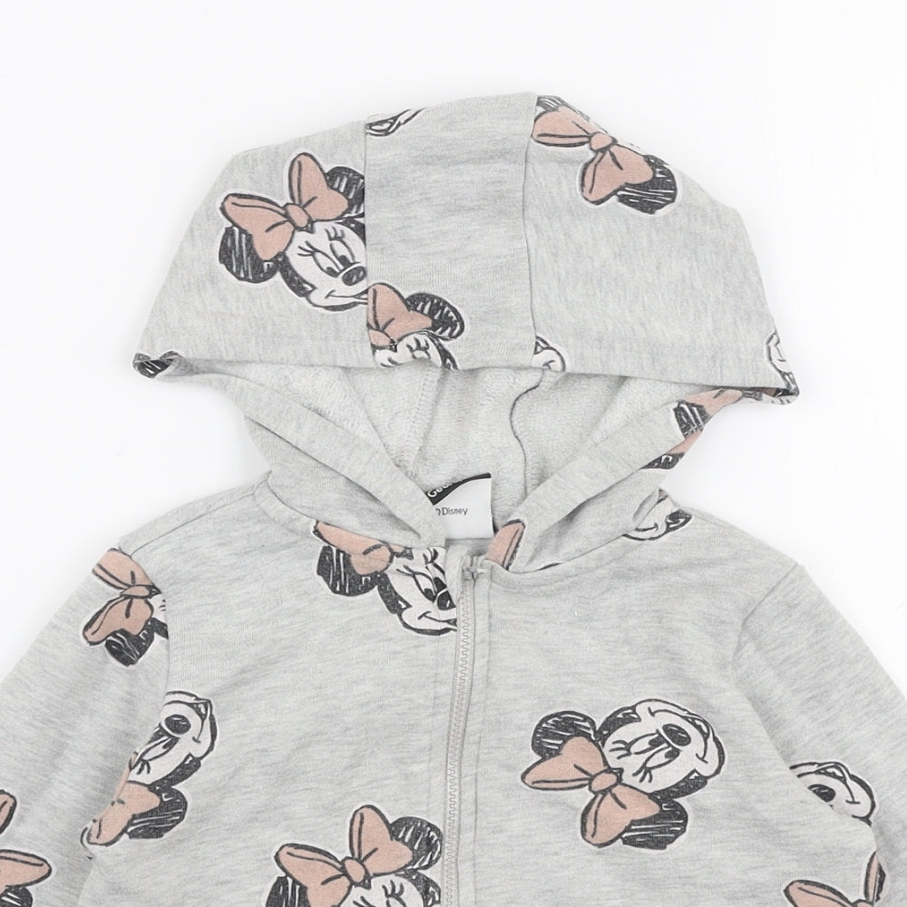 George Girls Grey  Cotton Full Zip Hoodie Size 3-4 Years  Zip - Minnie Mouse Disney