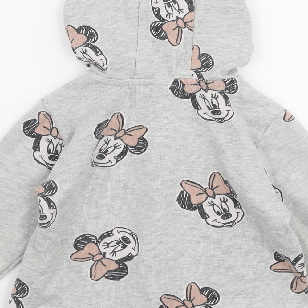 George Girls Grey  Cotton Full Zip Hoodie Size 3-4 Years  Zip - Minnie Mouse Disney