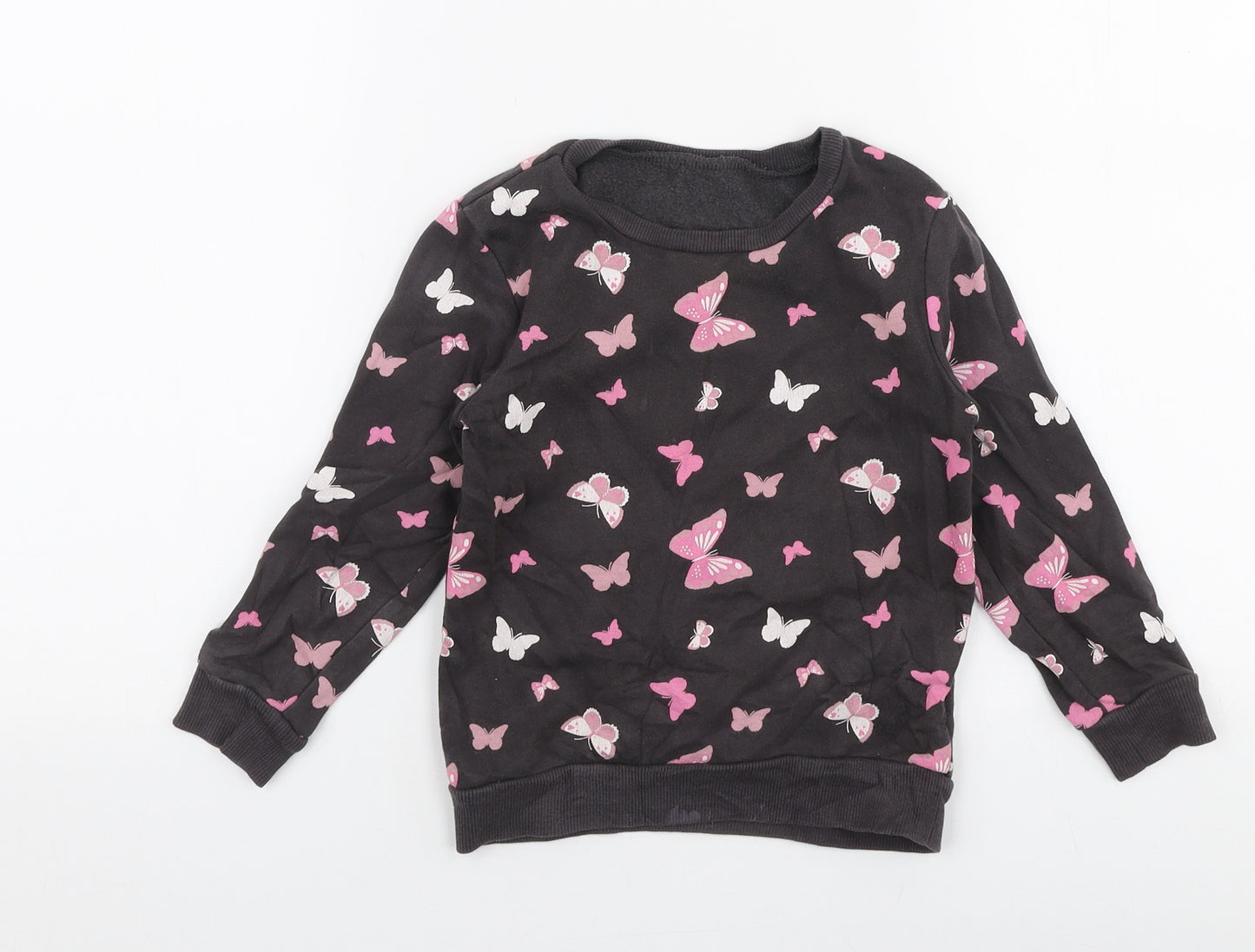 Dunnes Stores Girls Grey  Cotton Pullover Sweatshirt Size 3-4 Years  Pullover - Hearts