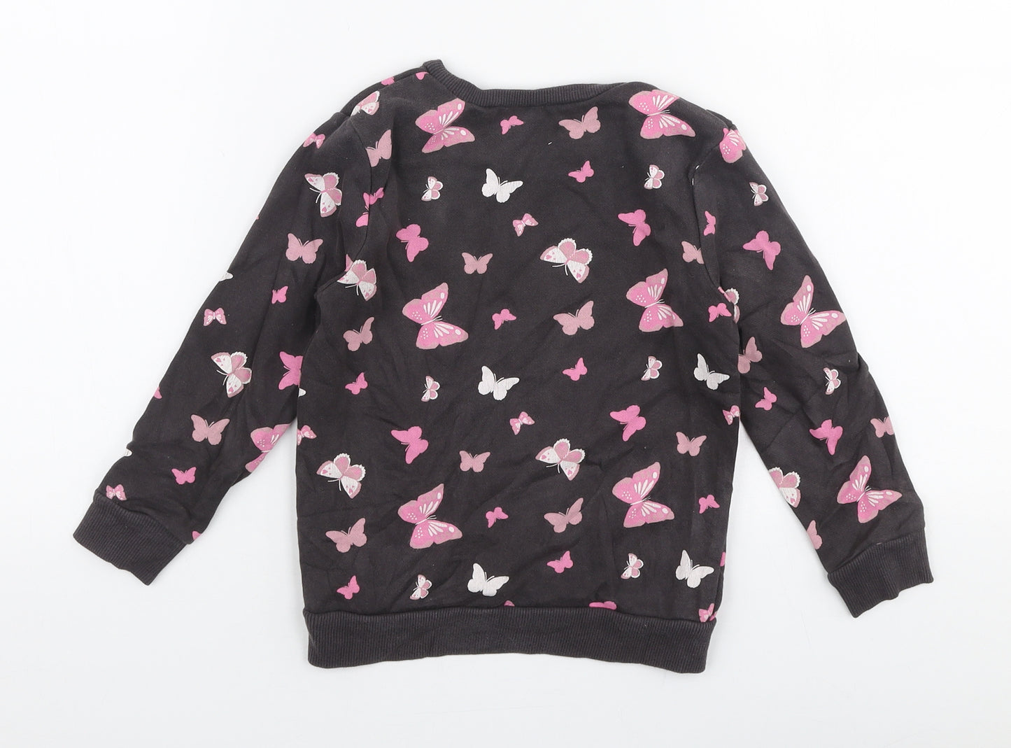 Dunnes Stores Girls Grey  Cotton Pullover Sweatshirt Size 3-4 Years  Pullover - Hearts