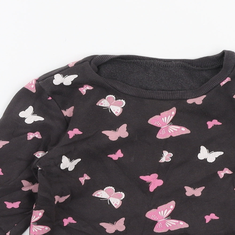 Dunnes Stores Girls Grey  Cotton Pullover Sweatshirt Size 3-4 Years  Pullover - Hearts