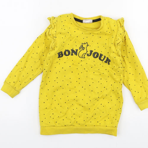 So Cute Girls Yellow Polka Dot Polyester Pullover Sweatshirt Size 2-3 Years  Snap - Bon Jour