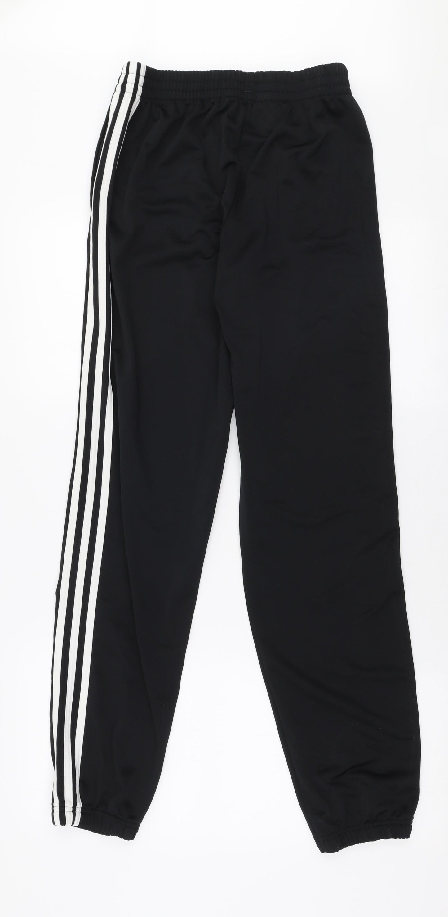 adidas Boys Black Striped Polyester Jogger Trousers Size 15-16 Years  Slim Pullover