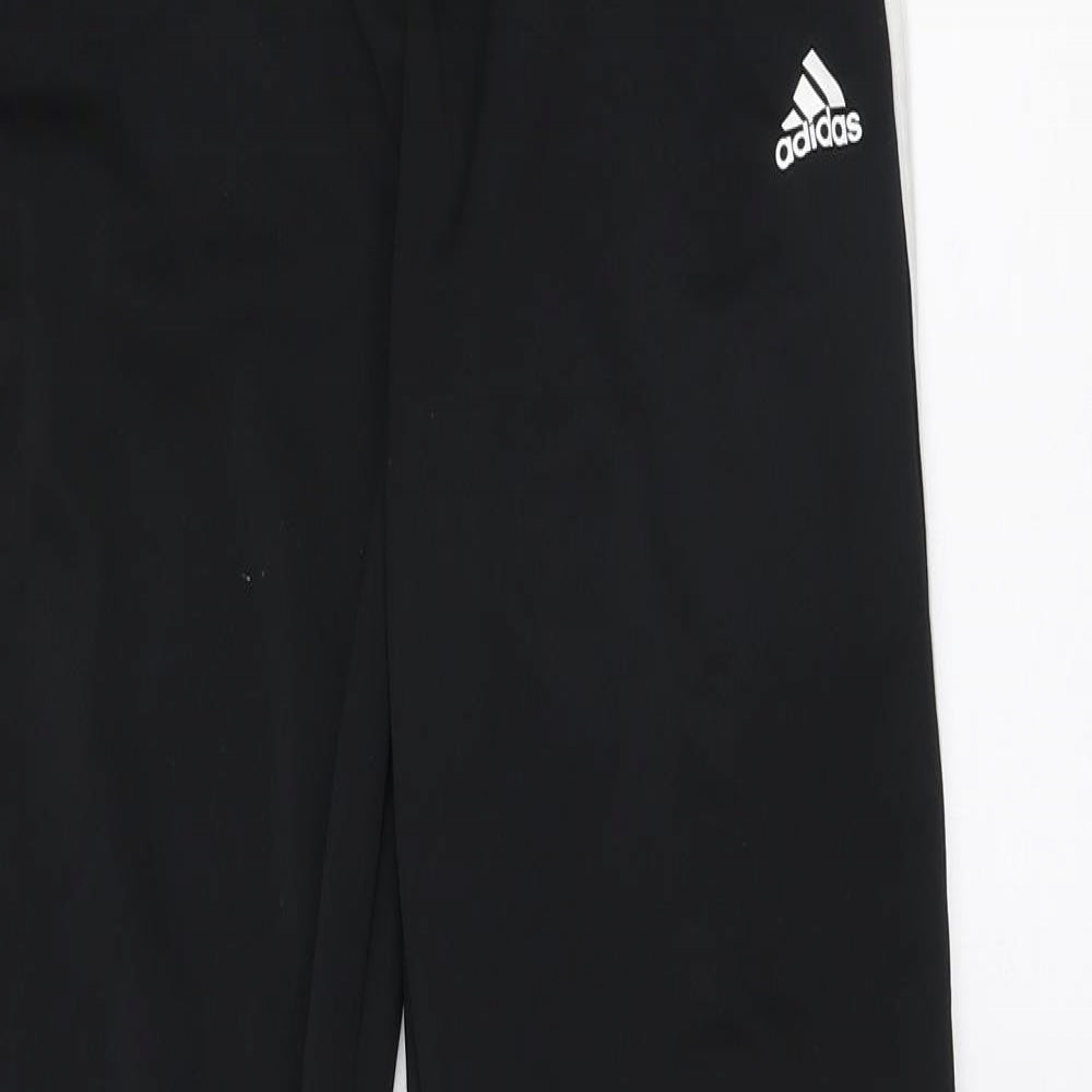 adidas Boys Black Striped Polyester Jogger Trousers Size 15-16 Years  Slim Pullover