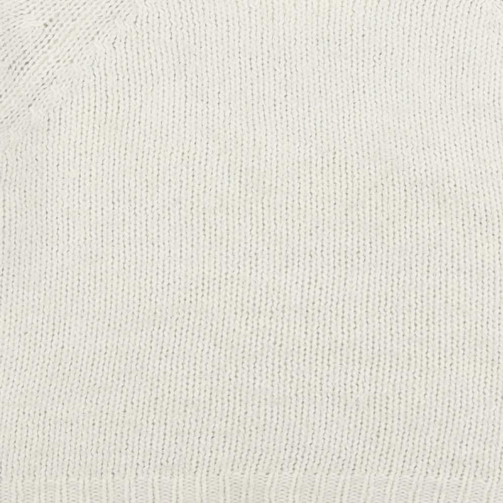 George Womens White Round Neck  Acrylic Pullover Jumper Size 16