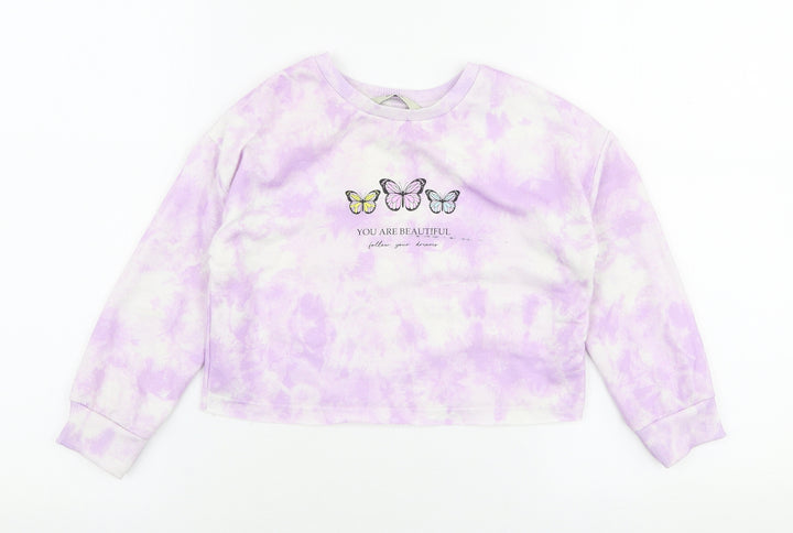 George Girls Purple Floral Polyester Pullover Sweatshirt Size 5-6 Years Pullover - Butterfly