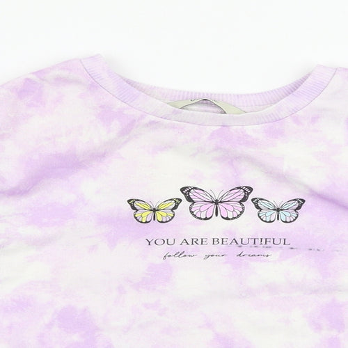 George Girls Purple Floral Polyester Pullover Sweatshirt Size 5-6 Years  Pullover - Butterfly