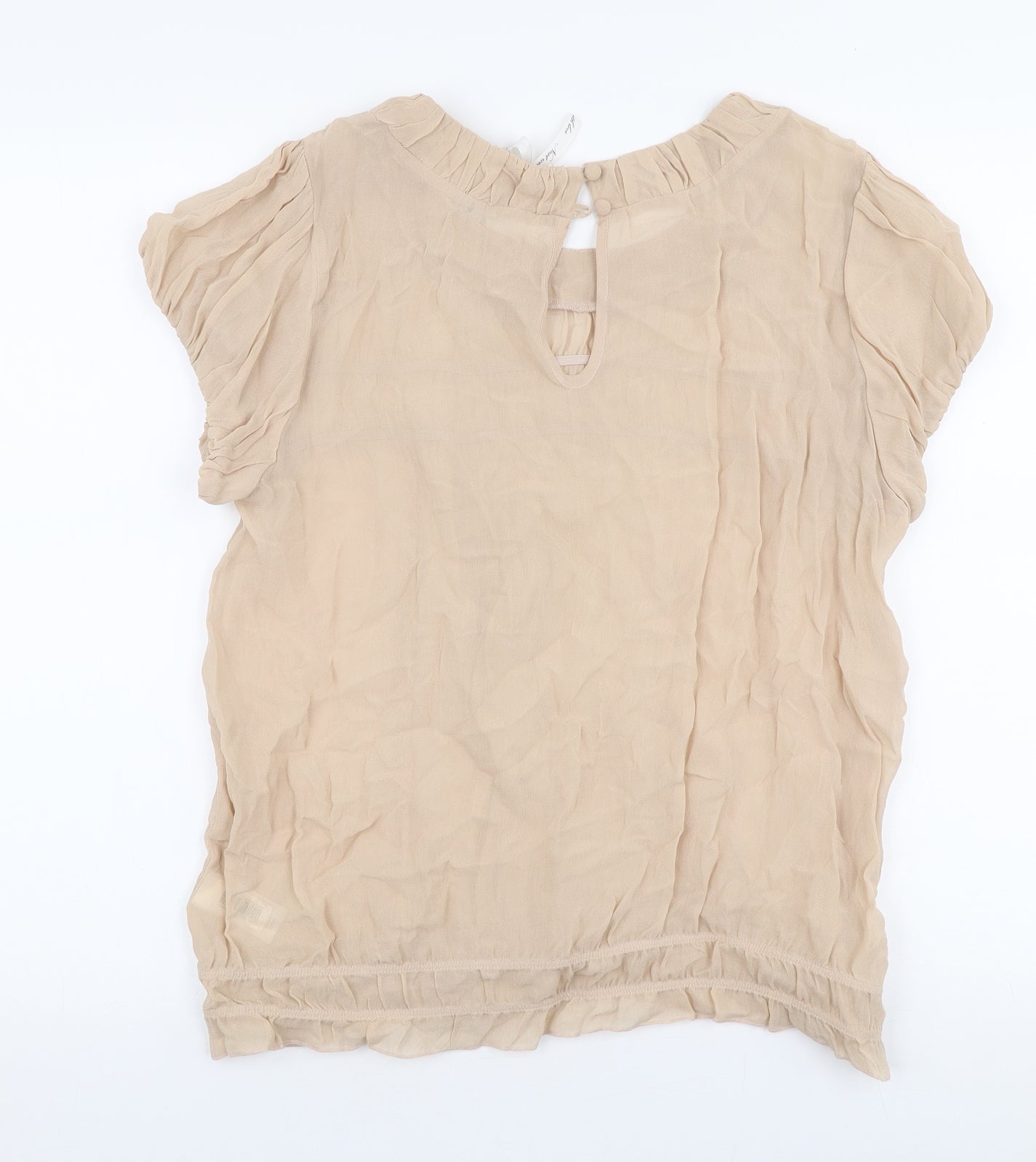 NEXT Womens Beige  Viscose Basic Blouse Size 16 Round Neck