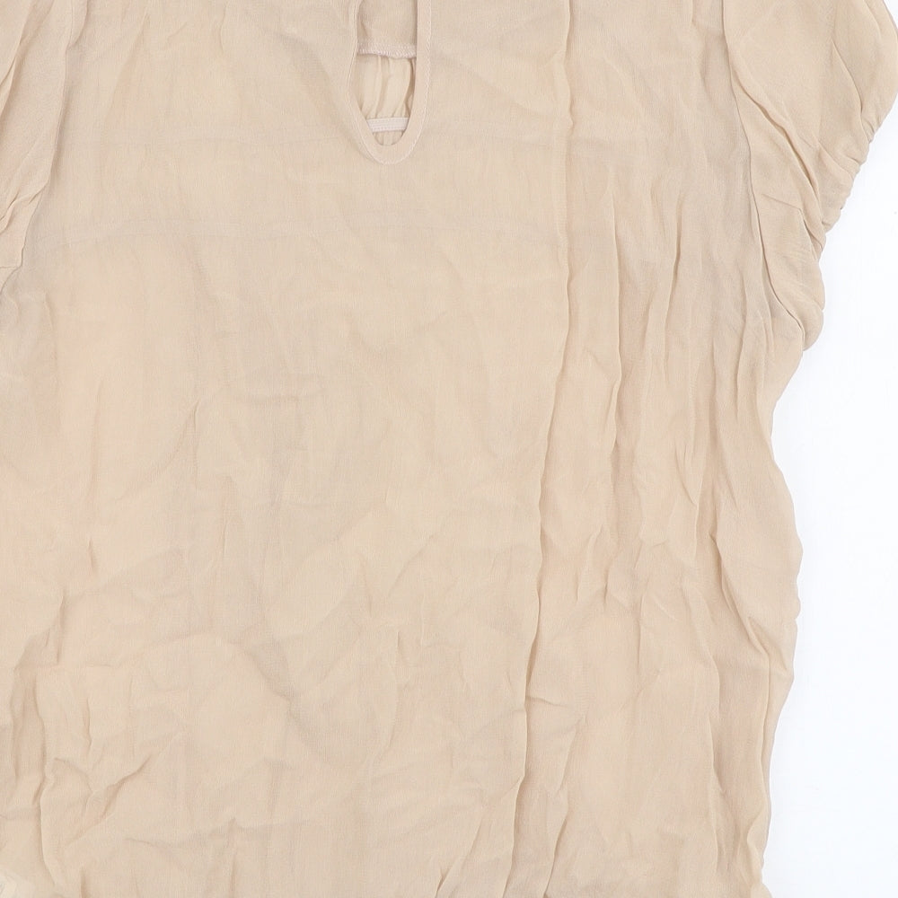 NEXT Womens Beige  Viscose Basic Blouse Size 16 Round Neck