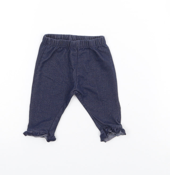 Dunnes Stores Baby Blue Cotton Pedal Pusher Leggings Size 0-3 Months