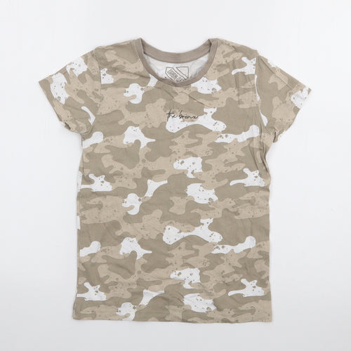 Matalan Boys Green Camouflage Cotton Basic T-Shirt Size 7 Years Crew Neck