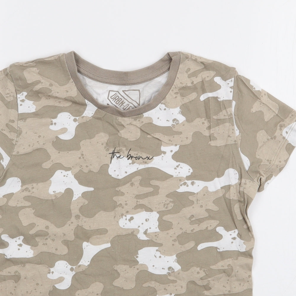 Matalan Boys Green Camouflage Cotton Basic T-Shirt Size 7 Years Crew Neck