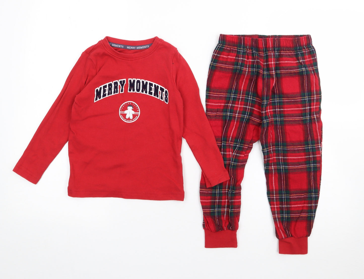 George Boys Red Plaid Cotton  Pyjama Set Size 3-4 Years