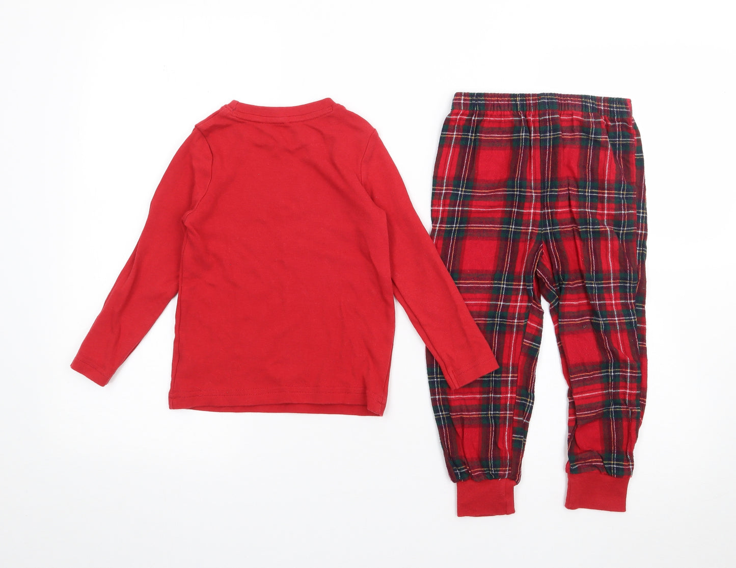 George Boys Red Plaid Cotton  Pyjama Set Size 3-4 Years