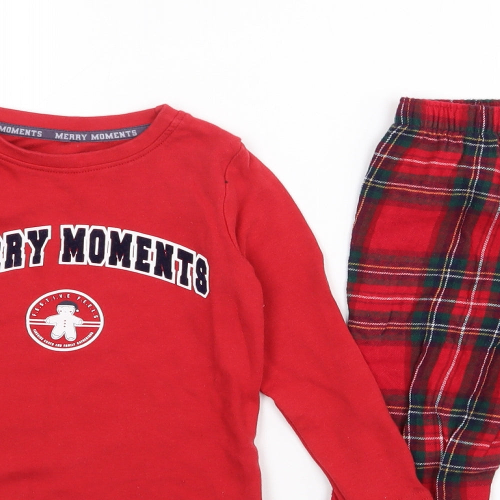 George Boys Red Plaid Cotton  Pyjama Set Size 3-4 Years