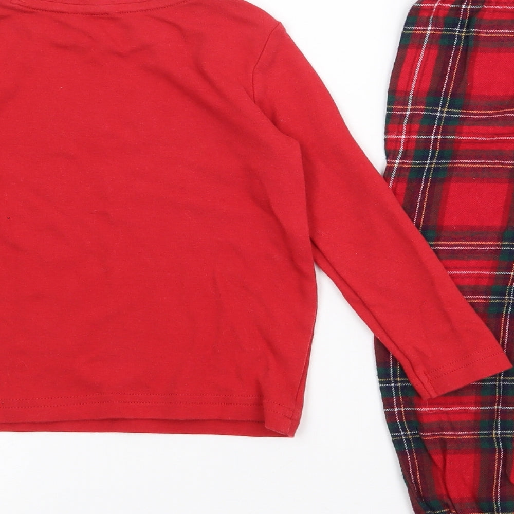 George Boys Red Plaid Cotton  Pyjama Set Size 3-4 Years
