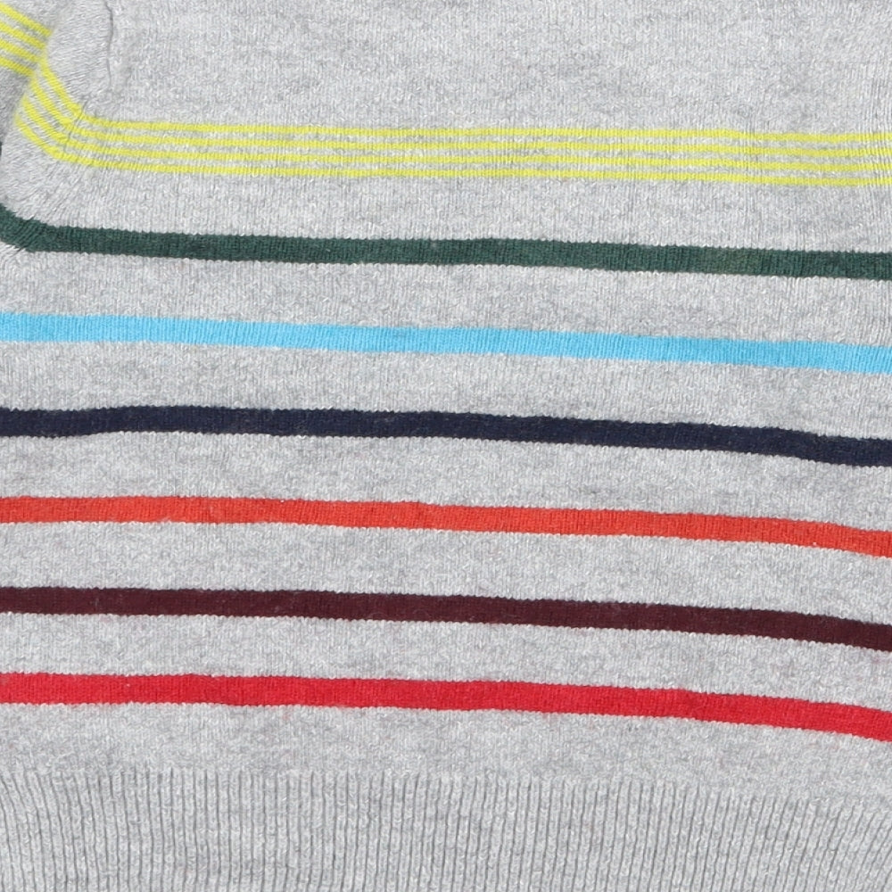 Gap Boys Grey Crew Neck Striped Cotton Pullover Jumper Size 5 Years