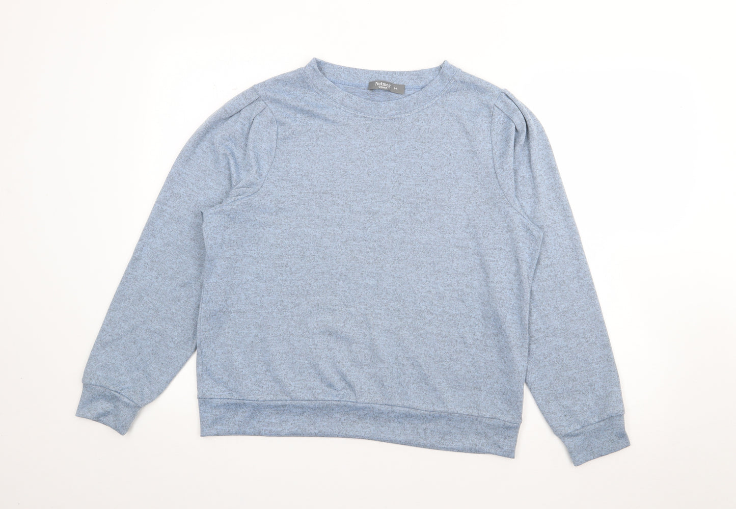 Nutmeg Womens Blue Crew Neck  Polyester Pullover Jumper Size 14