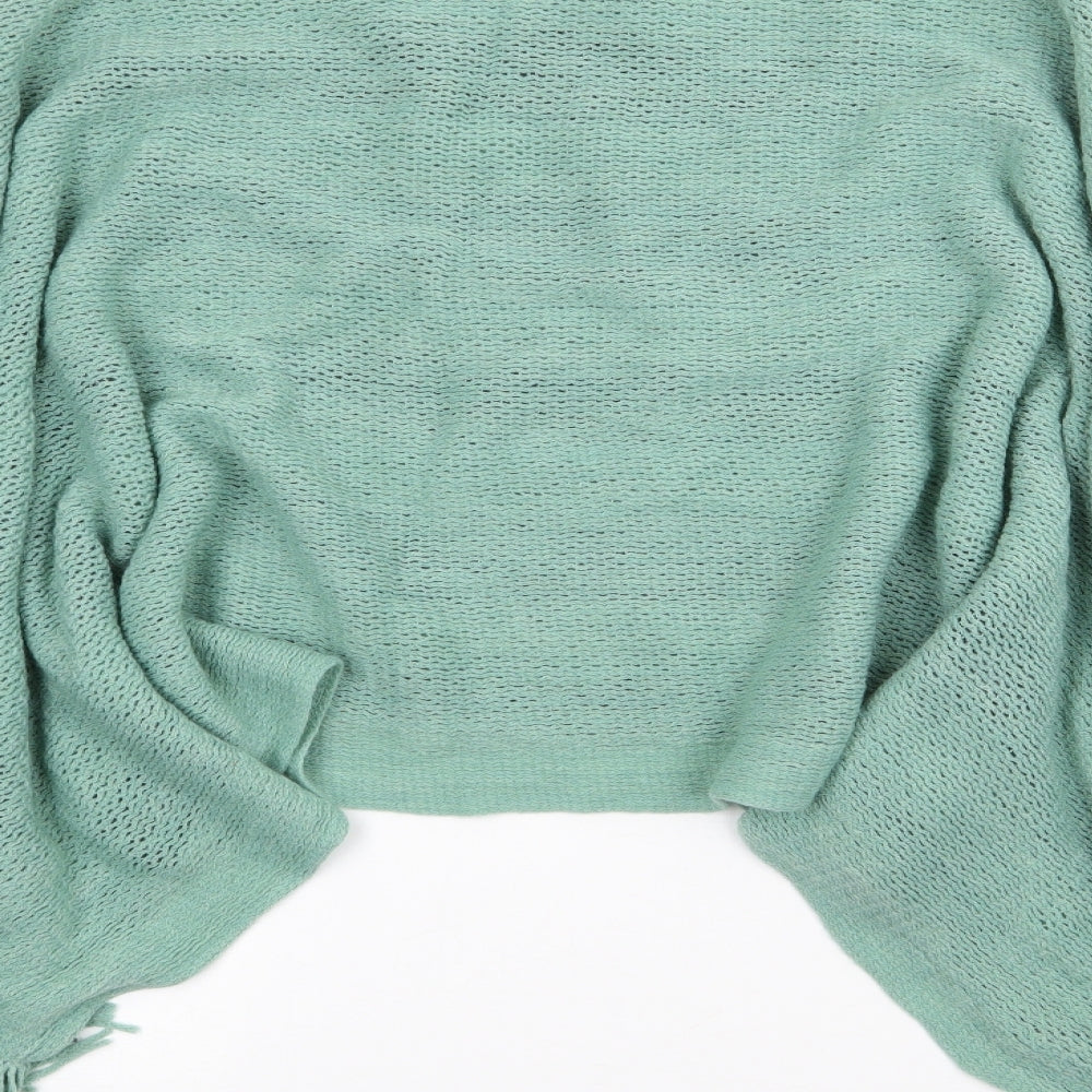 Preworn Womens Green Round Neck Striped Acrylic Pullover Jumper One Size