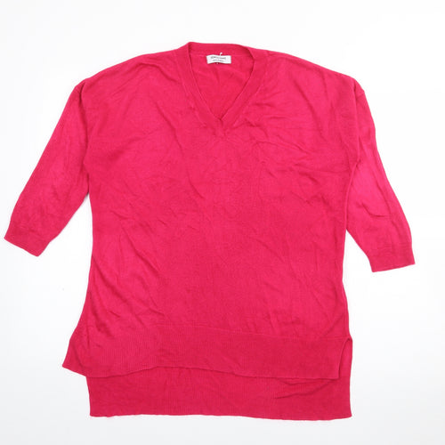 JDWilliams Womens Pink V-Neck  Acrylic Pullover Jumper Size 12
