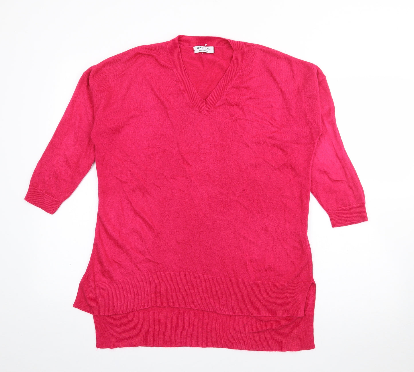 JDWilliams Womens Pink V-Neck  Acrylic Pullover Jumper Size 12