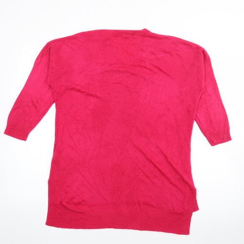 JDWilliams Womens Pink V-Neck  Acrylic Pullover Jumper Size 12